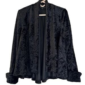 Connected crushed velvet look open cardigan jacket cuffed sleeve gothic Emo S
